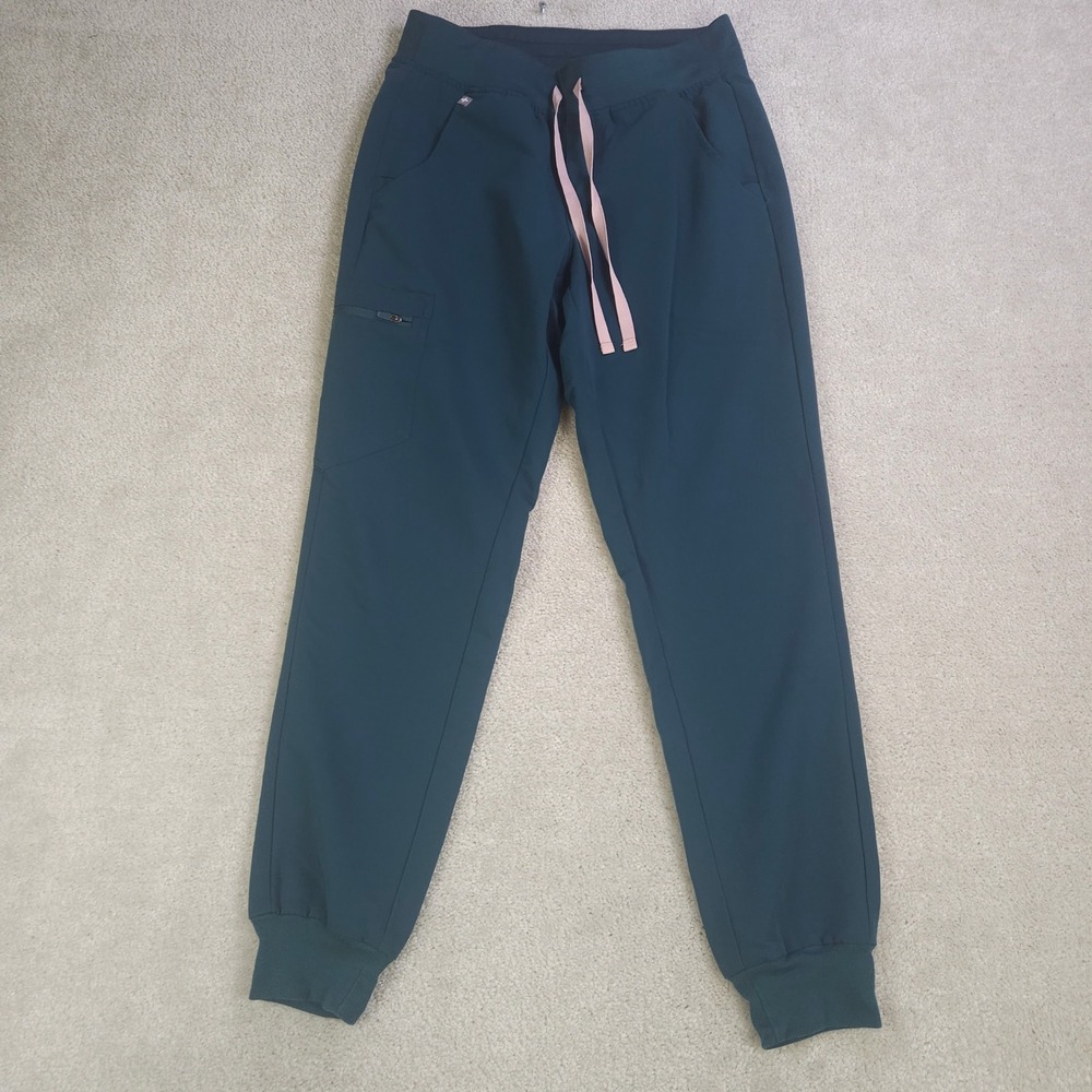 Figs Zamora High Waisted Jogger Scrub Pants Teal Women Small